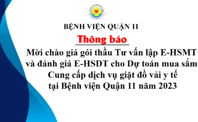 Thông báo mời báo giá gói thầu Tư vấn thẩm định E-HSMT và kết quả lựa chọn nhà thầu do Dự toán mua sắm Cung cấp dịch vụ giặt đồ vải y tế